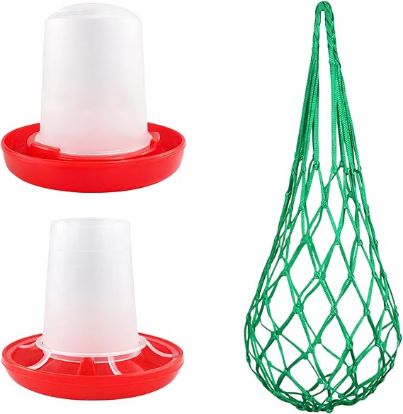 Feeder 3-Piece Set, Complete Poultry Feeding System with Mini Feed Tube and Water Dispenser, Suitable for Brooder Enclosures and Small Farms, Includes 160G Feed Tube 160ML Water Bucket and Green Feed