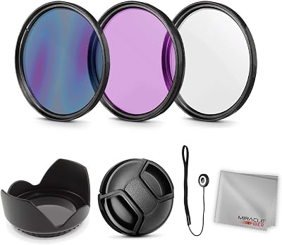 Zeikos 52MM Multi-Coated UV-CPL-FLD Professional Lens Filter Kit, Tulip Flower Lens Hood, Lens Cap and Lens Cap Keeper with Pouch and Miracle Fiber Microfiber Cloth