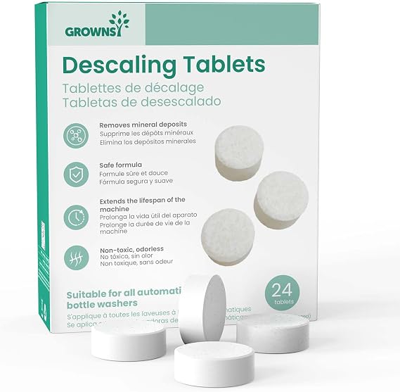 GROWNSY Descaling Tablets, 24 Tablets for Bottle Washers & Sterilisers