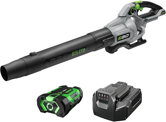 EGO POWER+ Cordless Electric Leaf Blower, 615 CFM, With Battery - LB6151 | Clean up in the yard and after mowing includes EGO 56V 2.5Ah battery and charger battery compatible with 100+ EGO tools
