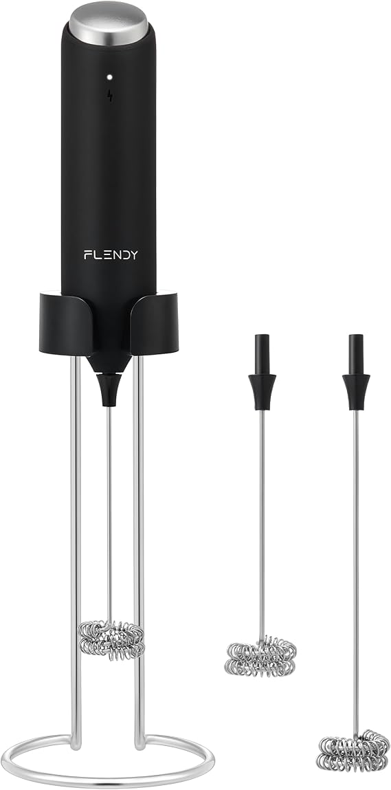 Flendy Rechargeable Milk Frother Handheld with Charging Stand