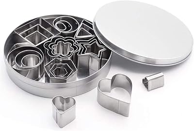 ABSOK 24 Pcs Geometric Shapes Cutters Set, DIY Stainless Steel Metal Cookie Cutters, Star Flower Hexagon Round Heart Square Triangle Oval Stainless Steel Cutter for Baking Small Cookie Cutters