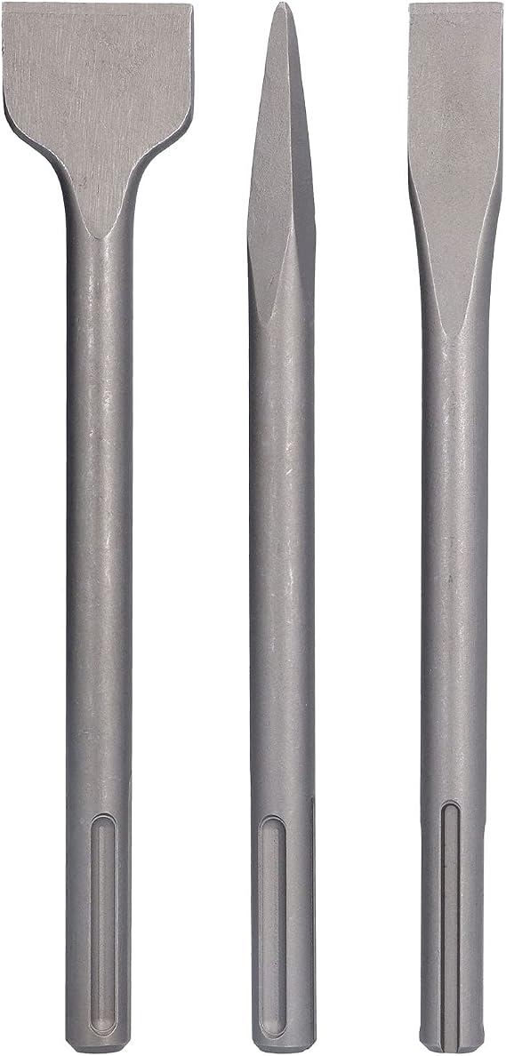 BORDSTRACT 3Pcs SDS Chisel Set, Thinset Scraping Bit Thinset Scaling Chisel Point Chisel Flat Chisel Wide Chisel SDS Chisel Bits for Hammer Drills Tile Removal(SDS Max) | Thinset Scraping Bit Thinset Scaling Chisel Point Chisel Flat Chisel Wide Chisel for Hammer Drills Tile Removal
