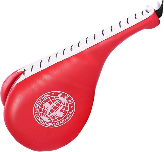 Taekwondo Kick Pad, Karate Martial Arts Training Equipment Kicking Target Pad, Double Strike Boxing Pad Punching Paddles for Kids Youth Adult Tae Kwon Do Karate Kickboxing, 15 x 7.5in, Red