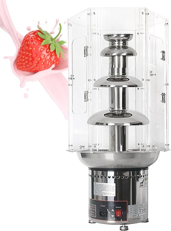 Commercial Chocolate Fondue Cover, 4-7 Tiers Large Chocolate Waterfall Machine Cover, Stainless Steel Hot Cheese Fondue Tower Cover, for Wedding Birthday Christmas (4tiers)