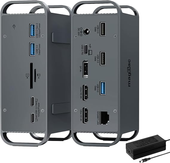 MagBac USB C Docking Station 8-in-1 USB Hub Multiple Adapter with 4K HDMI Display Port, 4 USB A/C Data Ports, USB C PD 87W Port(Max 100W), SD/TF Card Slot for MacBook Air/Pro, HP, Dell, Lenovo