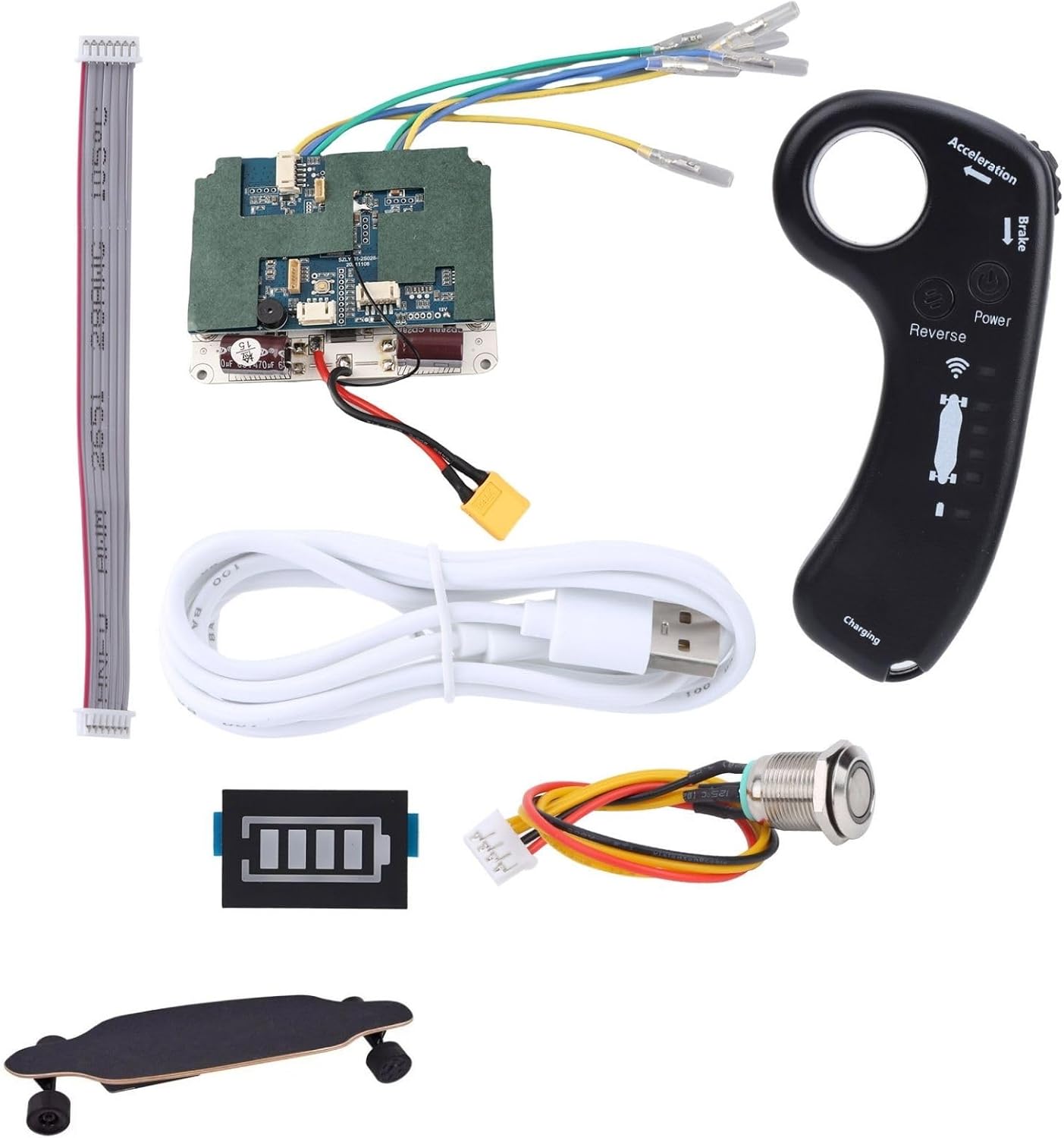 Electric Skateboard Controller Remote Control Kit, 36V 10S 12A Electric Longboard Sinusoid Dual Drive Hub Motor Controller Motherboard ESC with Remote Control