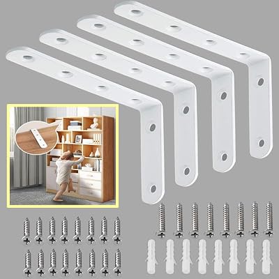 Anti Tip Furniture Anchors for Baby Pet Proofing,Furniture Wall Anchor Furniture Dresser Bookshelf Falling Prevention Device for Children White