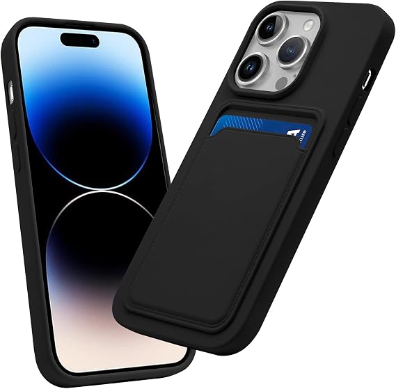 for iPhone 14 Pro Case with Card Holder, Slim Fit Durable Protective Card Slot Phone Case for Apple iPhone 14 Pro 6.1" - Black