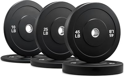 ZELUS Bumper Plate Set, Olympic Weight Plates, Rubber Barbell Plates with Stainless Steel Inserts for Weight Lifting Strength Training Workout, Olympic Barbell Weight Set 160lb