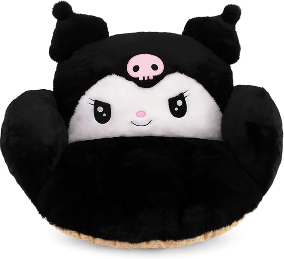 Juju Black Kawaii Cushion - Kawaii Room Decor - Seat Cushions for Office Chairs - Office Chair Cushions - Car Seat Cushion - Gaming Room Decor - Gaming Desk Accessories Floor Pillow (Black)
