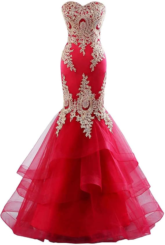 Mermaid Tulle Prom Dresses for Women 2026 Long Lace Appliques Sweetheart Formal Dress Wedding Evening Party Gowns