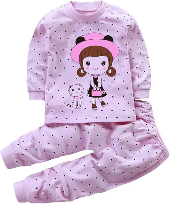 Baby Girl Winter Items Toddler Girls Long Sleeved Cat Print Tops and Pants Outfits Set for 0 to 9 Years Clothes
