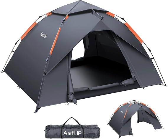 Camping Tent 2-3 Person Tent Pop Up Dome Tent,Tarpaulin Double Layers | Automatic Instant Ultralight 4 Seasons Waterproof & Windproof with Removable Outer Tarpaulin, Double Layers