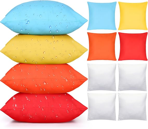 Colingmill 4 Pack Colorful Outdoor Throw Pillows with Inserts 18x18 Inch Decorative Waterproof Throw Cushion for Sofa Couch Home Patio