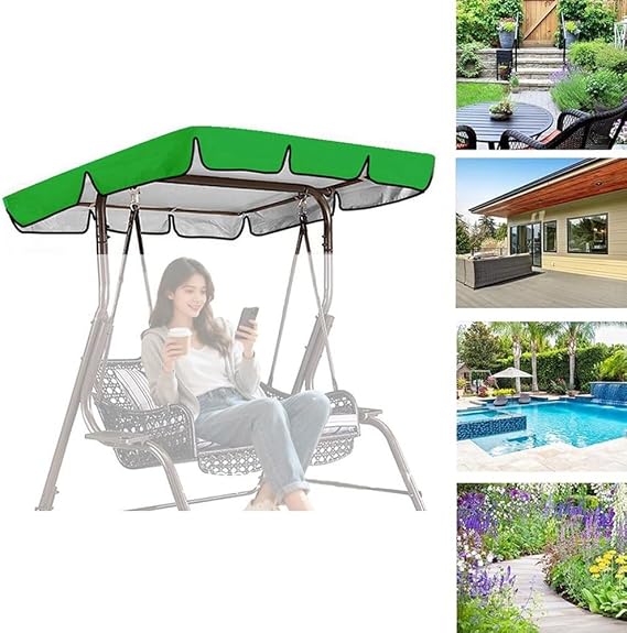 Swing Canopy Replacement Cover Outdoor Porch Swing Seat Canopy Cover Anti-UV Hammock Replacement Top Cover For 3 Person Garden Yard Park Seat(Cyan,56x47x7in(142x120x18cm))