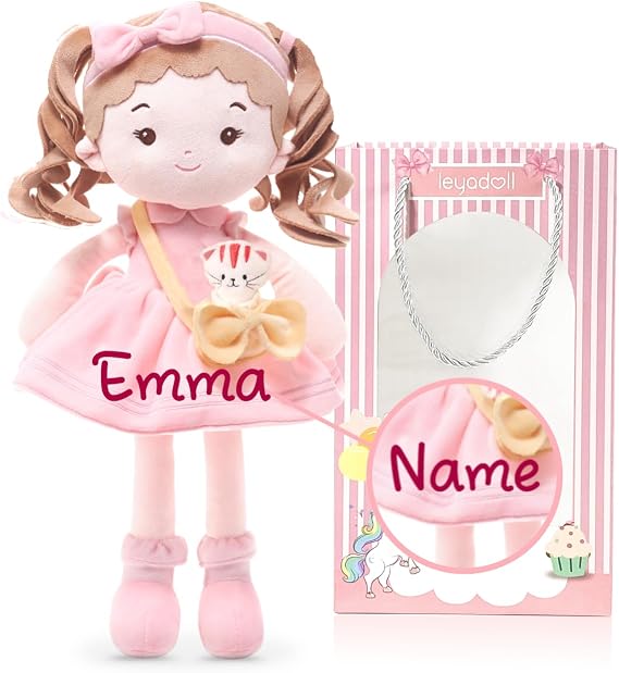 LeyaDoll Personalized Soft Baby Doll 16'',Rag Doll for 1 Year Old Girl Gift