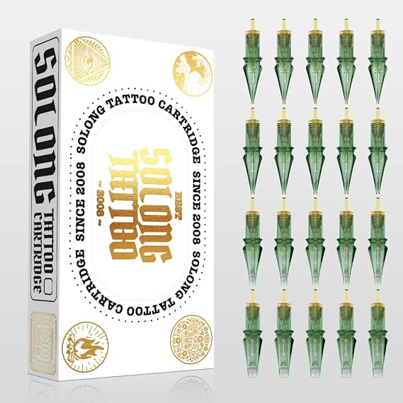 Tattoo Elite #12 Bugpin 15-Needle Round Magnum Long Taper Cartridges - 20-Pack, Compatible with All Tattoo Pens, Ideal for Smooth Color Transitions and Large Area Shading(EN01S-20-1215RM-L)