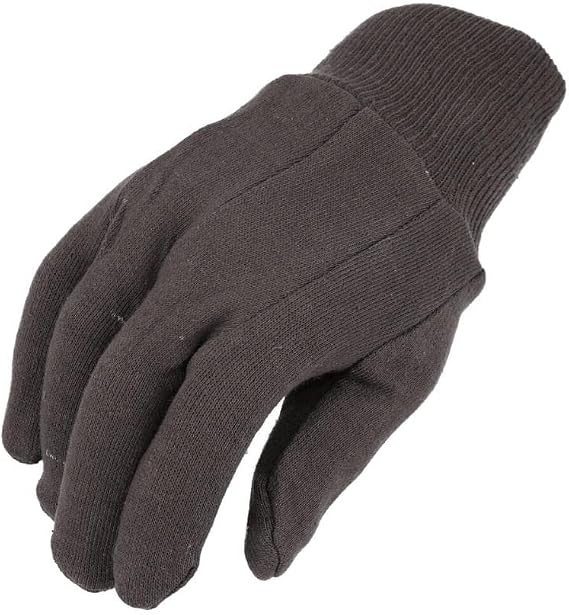 PSBM 24 Pairs Brown Jersey Gloves for Women, Small Size, Industrial Grade, Non-Disposable Safety Work Gloves, Lightweight Cotton Blend