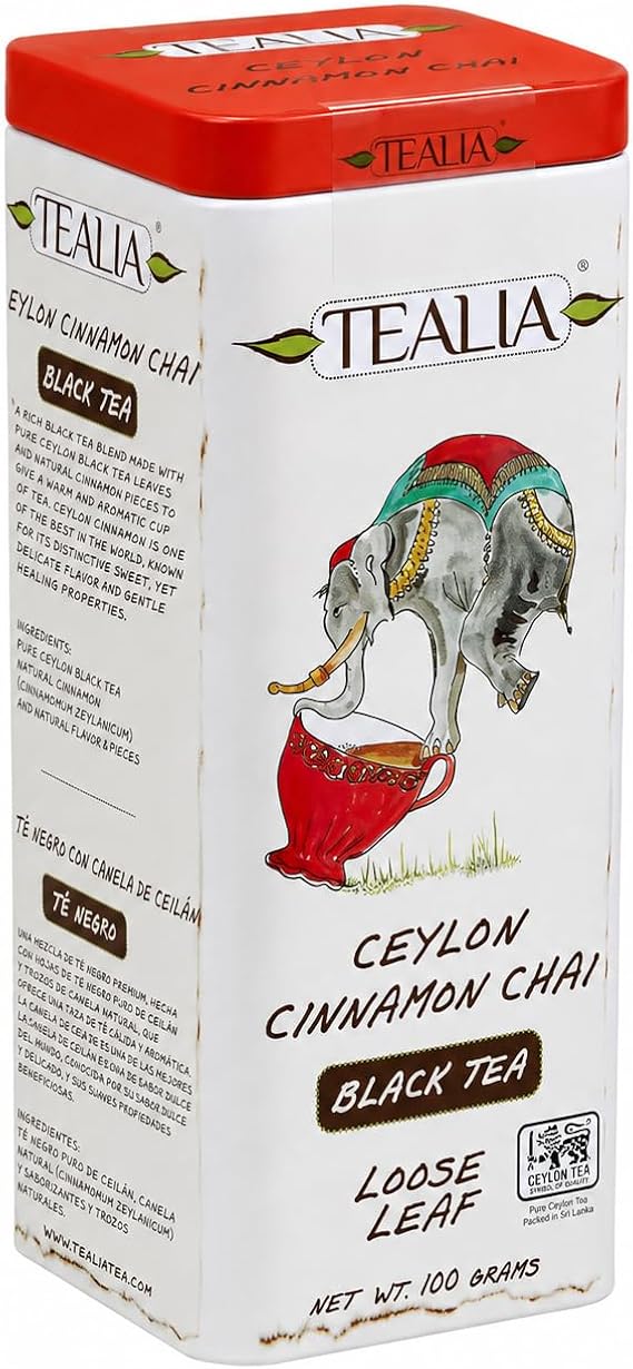 Tealia Ceylon Cinnamon Chai Loose Leaf Black Tea 100g | Tea Tin