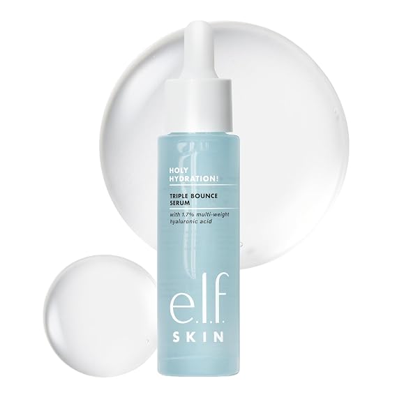 e.l.f. SKIN Holy Hydration! Triple Bounce Serum, 1.7% Hyaluronic Acid Serum For Plump, Bouncy Skin, Moisturizing & Hydrating, Vegan & Cruelty-Free