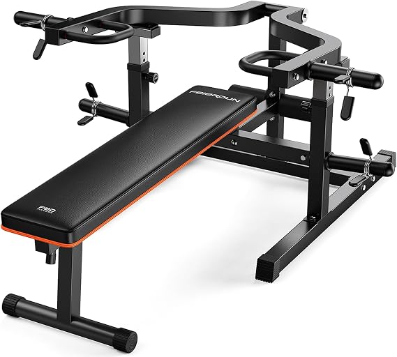 FEIERDUN 3-Grip U-Handles Chest Press Machine, 1250LBS Bench Press Machine with Independent Converging Arms, 11+3 Adjustable Positions, Flat Incline Bench for Chest, Arms Home Gym, Black-Orange