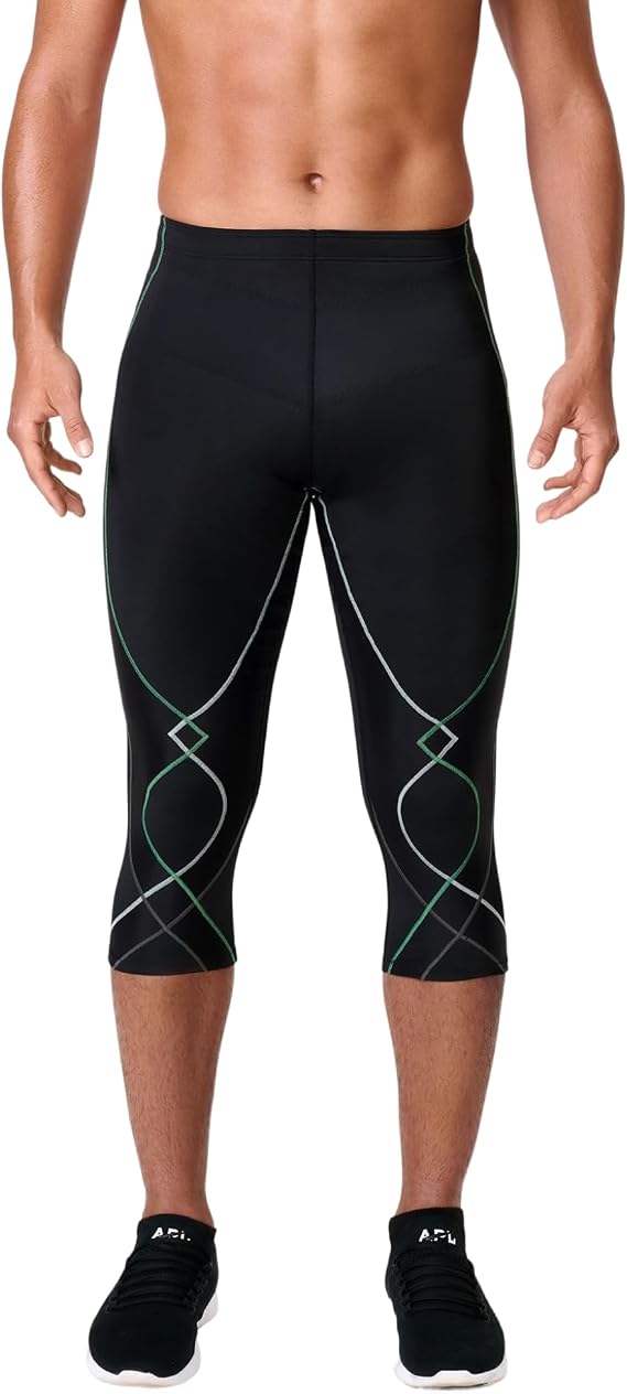 CW-X Men's Stabilyx 3/4 Compression Tights, 225806 | 3/4 compression pants with EXO-WEB support for knees, hips and lower back