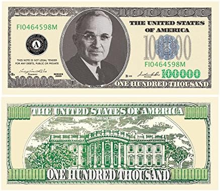 American Art Classics Pack of 100 Bills - $100,000.00 Casino Party Novelty Money