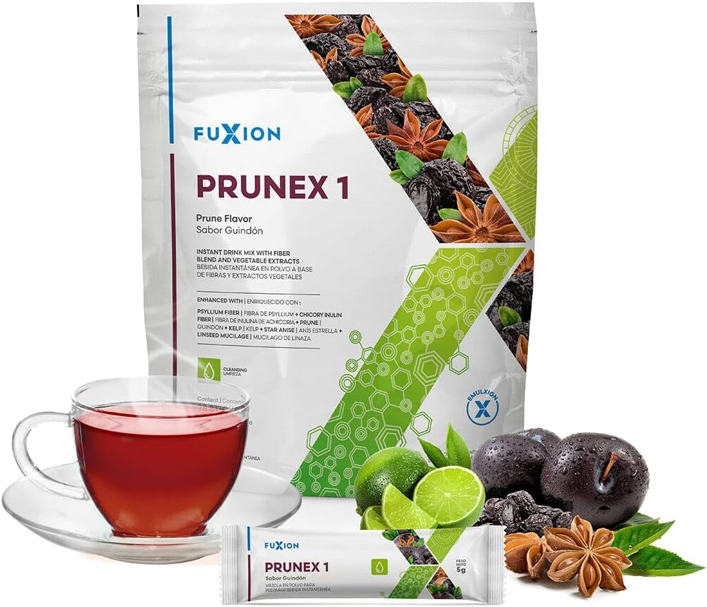 Petseeker Fast Acting Colon Cleanse-FuXion Prunex 1,Reliable Overnight Relief from Constipation,Stay Comfortable at Bathroom,All Natural Ingredients,Herb&Fruit w,Fiber&InsulinPrune&Plum,28 Sachets