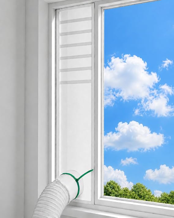 Portable AC Window Vent Kit, Heavy Duty Heat-Insulating Air Conditioner Window Seal Kit, Cut-to-Length Full Sealing AC Unit Windows Kit - 10" W x 3862" L