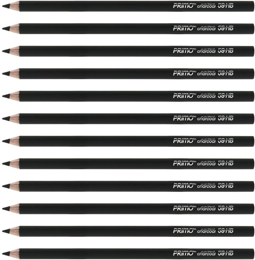 Primo Euro Blend HB Charcoal Pencils, Box of Twelve Hard 59-HB