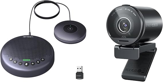 EMEET S800 4K Webcam for Streaming and Luna Plus Kit Bluetooth Speakerphone