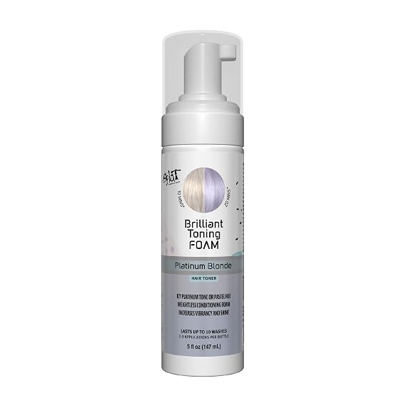 Splat Brilliant Toning Foam, Platinum Blonde, 5 oz., Hair Toner Lasts Up to 10 Washes, Weightless Conditioning Foam Increases Vibrancy and Shine, Vegan & Cruelty-Free