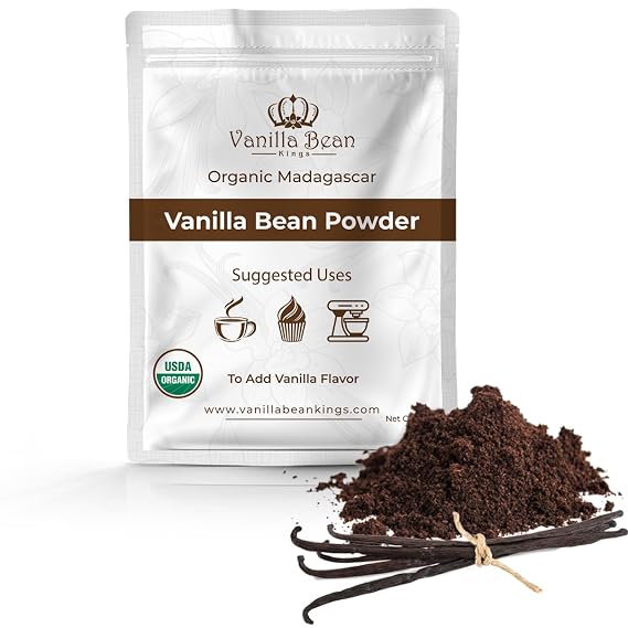 Organic Vanilla Bean Powder - 100% Pure Ground Madagascar Vanilla Powder - For Cooking, Baking, Additional Flavoring - Add To Coffee, Tea, Yogurt, Shakes - Raw, Unsweetened, No Fillers or Additives - 1 oz