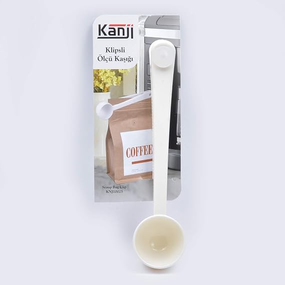 Kanji Klipsli Çay Kahve Ölçü Kaşığı - Beyaz