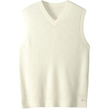zhilifs Mens V-Neck Knitted Sweater Sleeveless Pullover Knitwear Vest Solid Plain Loose Fit All Match Sweater Tops