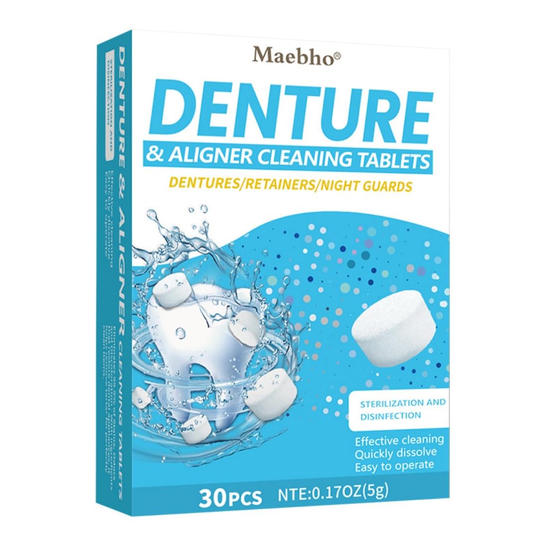 Retainer Cleaner Tablets - 3 Minute Fast Cleaning for Dentures, Aligners, Night Guards & Mouth Guards | Dentist-Recommended Removes Stains Gentle Daily Use In Stock at the US