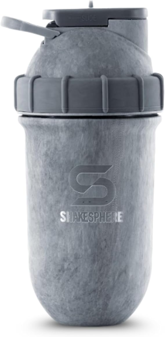 SHAKESPHERE 24oz Stainless Steel Protein Shaker, Insulated, Concrete