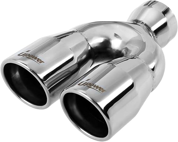 Upower 2.5" to 3" Dual Exhaust Tip 2 1/2 Inch Inlet 3 Inch Outlet 9.5" Length Weld On Exhaust Tailpipe Tips 304 Polished Stainless Steel 1.2mm Thickness Double Wall Slant Rolled Edge | Stainless Steel 2 1/2 Inch Inlet 3 Inch Outlet 9.5" Length Weld On Exhaust Tailpipe 1.2mm Thickness Slant Rolled Edge