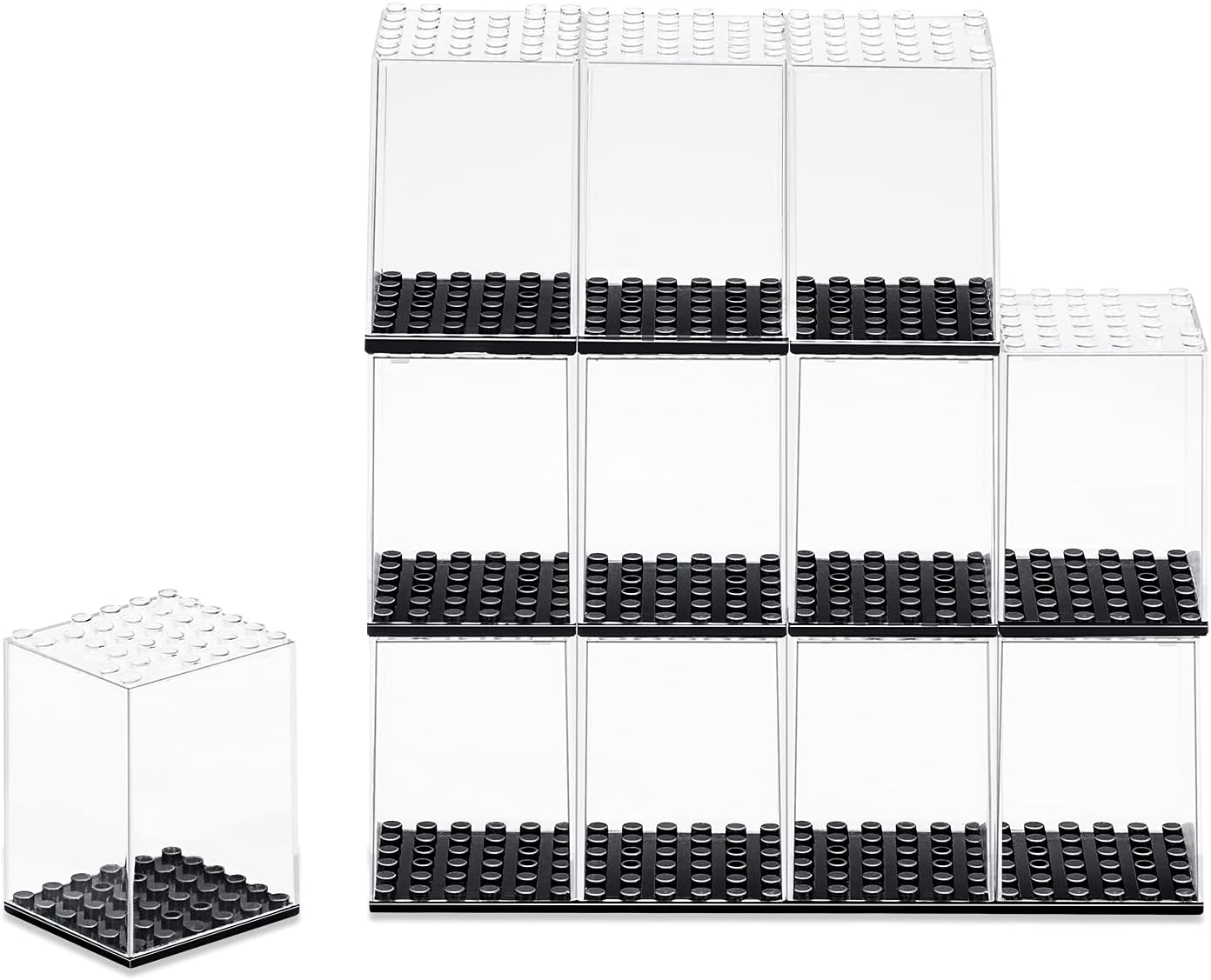 Acrylic Display Case for Minifigures &amp; Collectibles - 12-Block Stackable, High-Transparency Storage Box