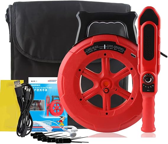DAZULI Pipe Blockage Detector Locators-Sensor - Water Pipe Wall Scanner 20m/30m/40m Pipeline Magnetic Detector Metal PVC Water Pipes Clogging Tool,30M-220V