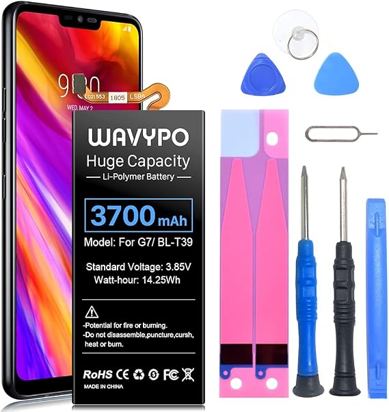 3700mAh Battery for LG G7 ThinQ/BL-T39 LMG710VM Verizon, Upgraded Li-Polymer G710 G7 Spare Batteries Replacement with Full Repair Tool Kit