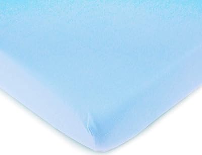 SheetWorld Baby Fitted Square Play Yard Sheet Fits Joovy 38 x 38 inches, 100% Cotton Jersey Hypoallergenic Sheet, Unisex Boy Girl, Organic Baby Blue, Made in USA
