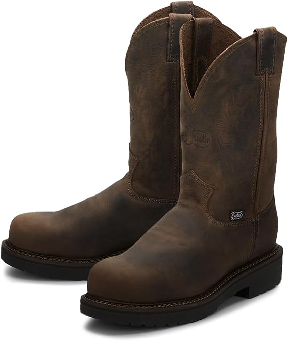 Justin Balusters 11" Steel Toe Work Boots for Men, Bay Gaucho - P