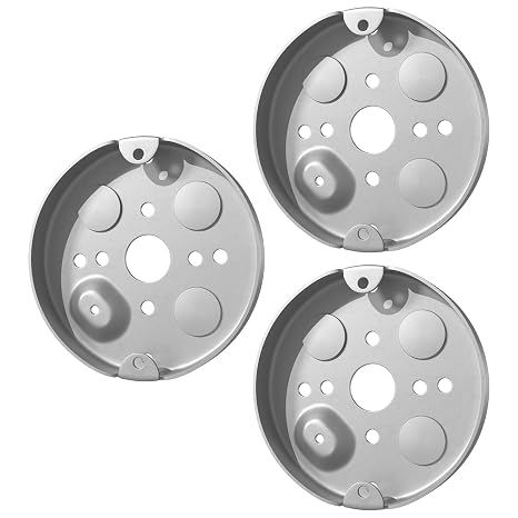 Round Shallow Box 1/2" Deep, UL Listed, Galvanized Steel, 3 Pack