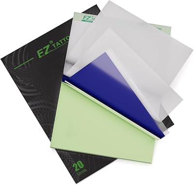 EZ Tattoo Transfer Paper - 20 Sheets A4 Size Tattoo Stencil Paper for Tattooing, 4-Layered 8.3 x 11.7 DIY Tattοο Thermal Tracing Paper for Tattoo Accessories and Supplies