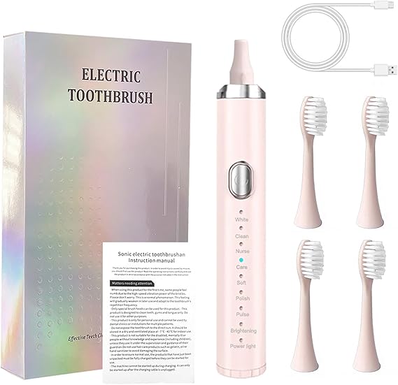Electric Toothbrush,2025 New Deep Clean Rechargeable Toothbrush with 4 Replacement Heads,8 Modes with 2 Minutes Built in Smart Timer,Black Toothbrush for Men Kids Adults Women