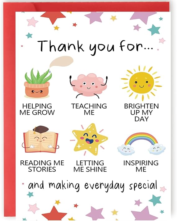 YiKaLus Thank You Card, Blank Inside, 8 x 5.3 Inches, 300gsm Linen Cardstock, Includes Envelope