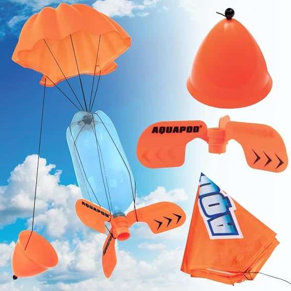 Aquapod Water Bottle Rocket Launcher, Ultimate Accessory Pack | Includes Launcher Fins, Parachute, and Nose Cone - Family Fun Educational STEM Toy Gift for Kids and Summer Camp Activity