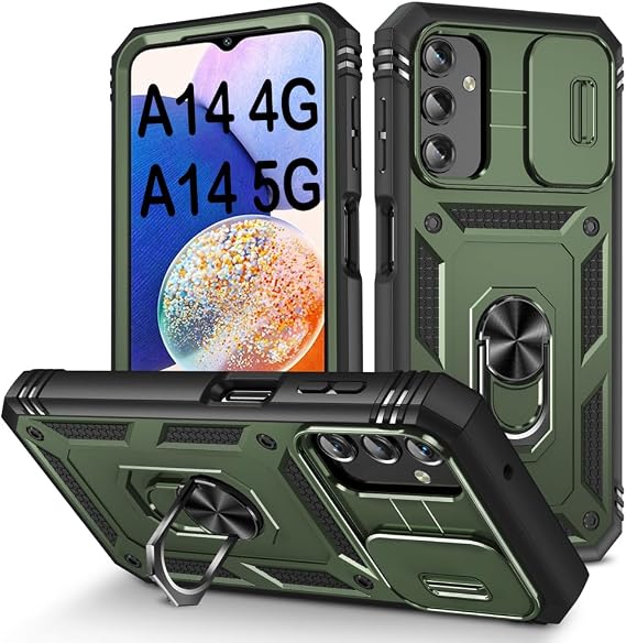 PASNEW Case for Samsung Galaxy A14 5G/4G,6.6",Army Green